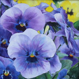 Pansies from the garden, oil on canvas